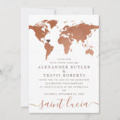Mariage de Destination Carte du Monde en Cuivre (Devant)