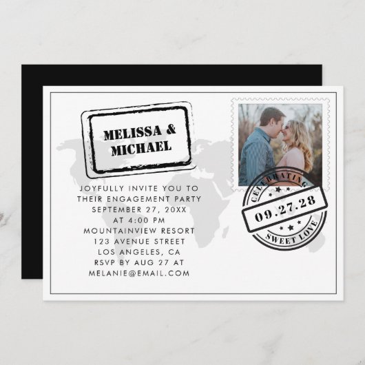 Mariage de destination de carte du monde Fête de f (Devant / Derrière)