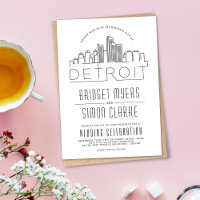 Mariage de Detroit | Invitation Skyline stylisée