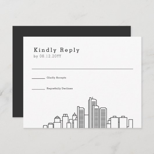Mariage de Detroit | Stylisé Skyline RSVP (Devant / Derrière)