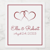Mariage de deux coeurs / étiquettes de vin d'anniv (Étiquettes simples)