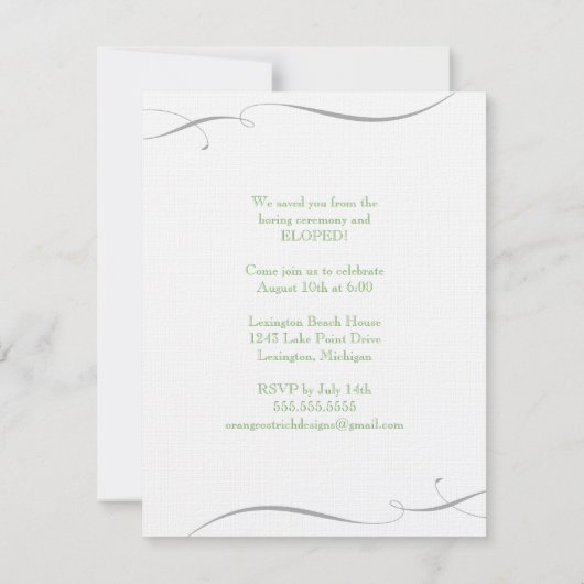 Mariage de développement Faire-part - Vert (Dos)