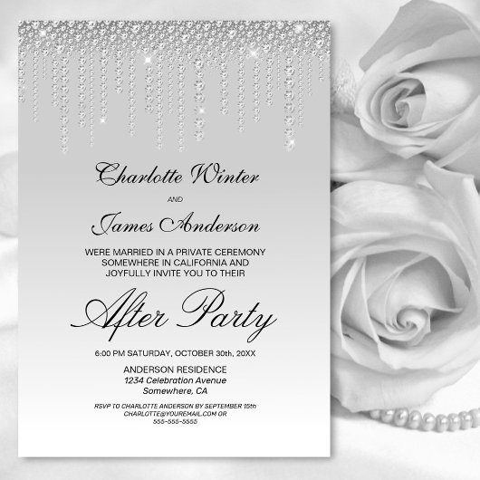 Mariage de diamants d'argent après une invitation 