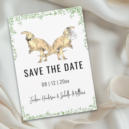 Mariage de dinosaure mignon Faire-part de date de