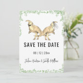 Mariage de dinosaure mignon Faire-part de date de (Debout devant)