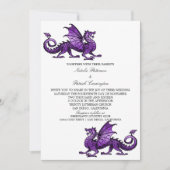 Mariage de dragon médiéval violet Invitation (Devant)