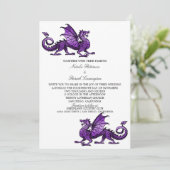 Mariage de dragon médiéval violet Invitation (Debout devant)