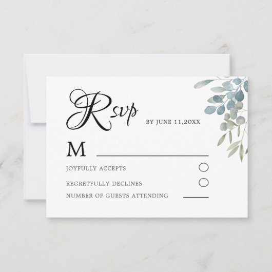 Mariage de feuillage vert simple RSVP (Devant)