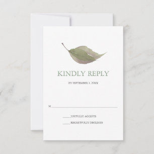Mariage de feuille d'aquarelle verte RSVP