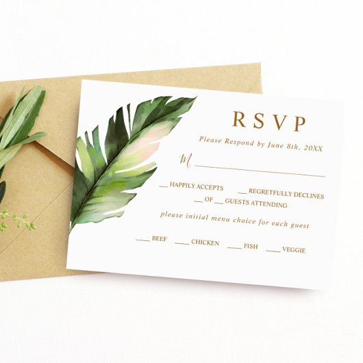 Mariage de feuille de palme tropicale RSVP