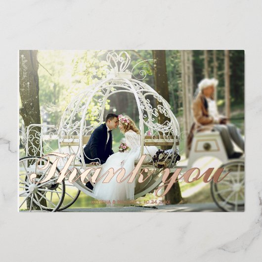 Mariage de feuille de rose mariage moderne carte d (Recto)