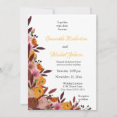 Mariage de fleurs automne Invitation blanche (Devant)