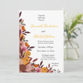 Mariage de fleurs automne Invitation blanche (Debout devant)