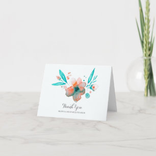 mariage de fleurs d'aquarelle turquoise merci