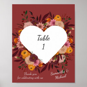 Mariage de fleurs d'automne Numéro de tableau Post