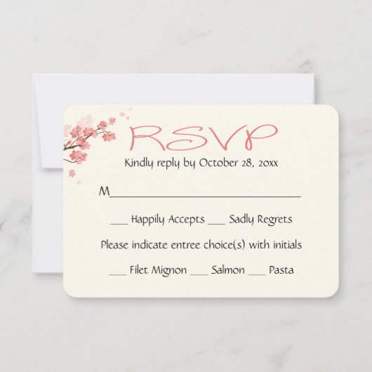 Mariage de fleurs de cerisier rose Floral RSVP (Devant)