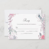 Mariage de fleurs géométriques rose rose RSVP (Dos)