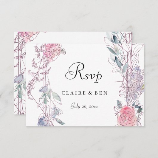 Mariage de fleurs géométriques rose rose RSVP (Devant / Derrière)