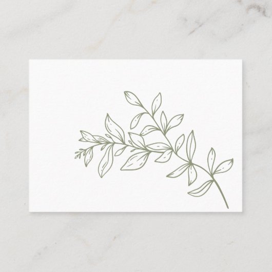 Mariage de fleurs Sage Boho Réservé Carte Place (Dos)