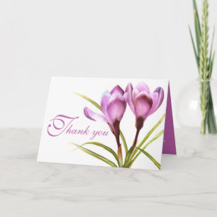 Mariage de fleurs violet de crocus carte de remerc
