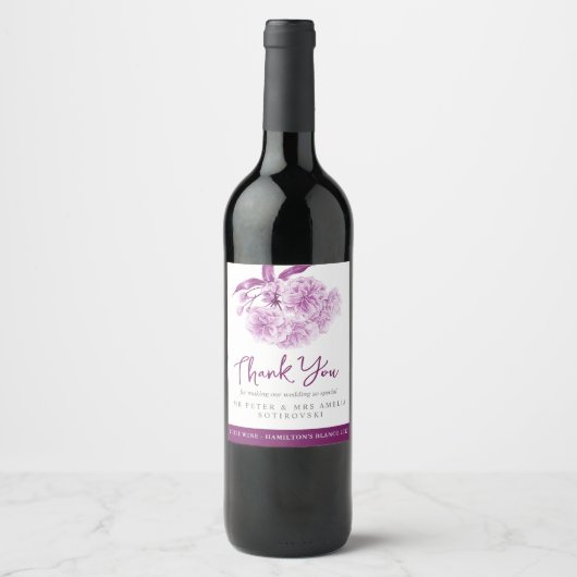 Mariage de fleurs violettes étiquettes de vin pers (Devant)