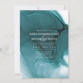 Mariage de flux d'encre Turquoise ID762 Invitation (Devant)