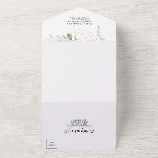 Mariage De Foliage Vert Or Tout En Une Invitation (Dehors)