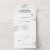 Mariage De Foliage Vert Or Tout En Une Invitation (À l'intérieur)