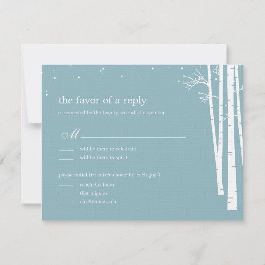 Mariage de forêt d'hiver RSVP/Carte de réponse (Devant)
