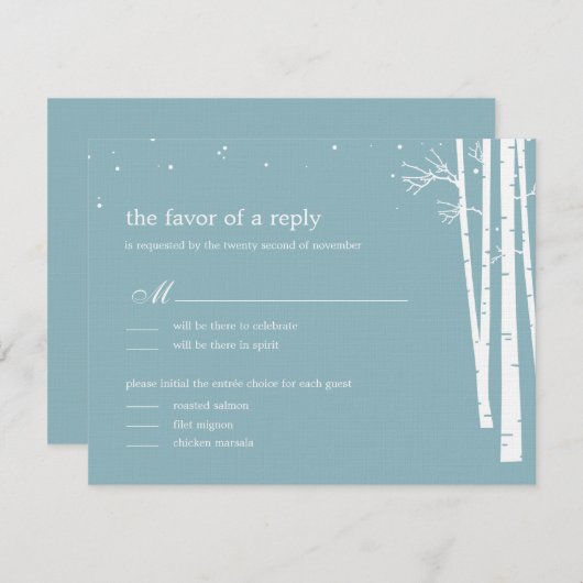 Mariage de forêt d'hiver RSVP/Carte de réponse (Devant / Derrière)