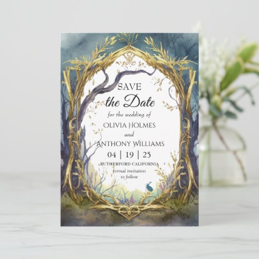 Mariage De Forêt Enchantée Enregistrer La Carte Da (Debout devant)