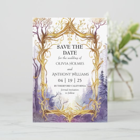 Mariage De Forêt Enchantée Enregistrer La Carte Da (Debout devant)