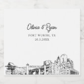 Mariage de Fort Worth Étiquette de champagne perso (Étiquettes simples)