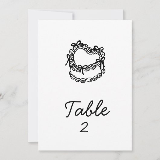 Mariage de gâteau à main fantaisie Numéro de table (Devant)