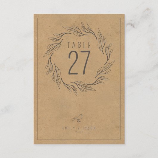 Mariage de germes Boho rustique Numéro de table ID (Devant)