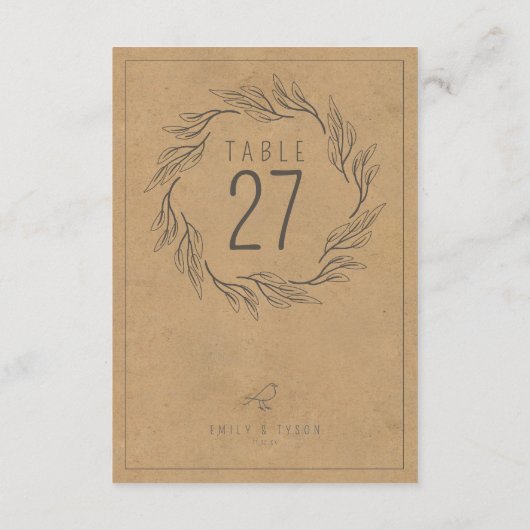 Mariage de germes Boho rustique Numéro de table ID (Dos)