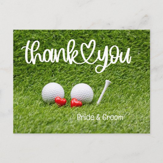 Mariage de golf Carte de remerciements avec amour  (Devant)