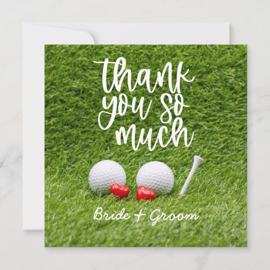 Mariage de golf Carte de remerciements avec amour (Devant)