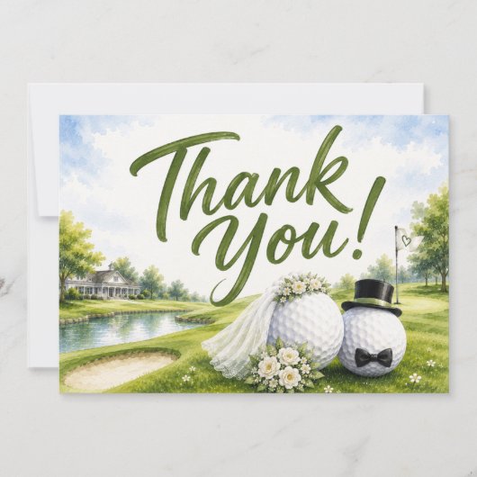 Mariage de golf Mariée & Marié Merci  (Devant)