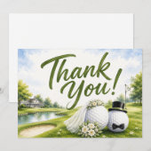 Mariage de golf Mariée & Marié Merci  (Devant / Derrière)
