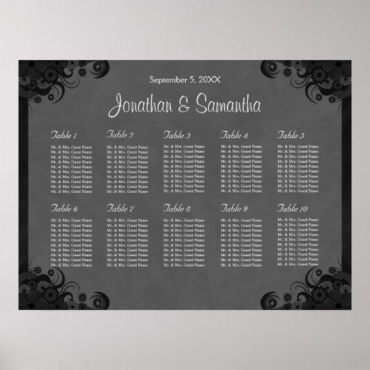 Mariage de goth noir et gris 10 Tableau de siège (Devant)