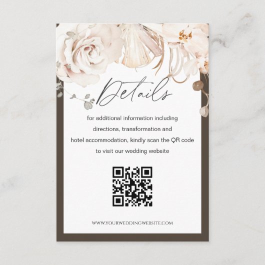 Mariage de jardin beige et marron QR code carte de (Devant)