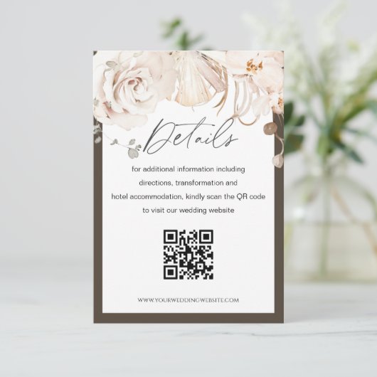 Mariage de jardin beige et marron QR code carte de (Debout devant)
