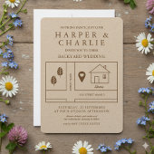 Mariage de Jardin de carte rustique minimal