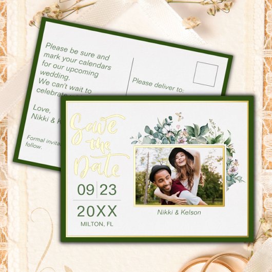 Mariage de jardin Enregistrer la date Foil carte p