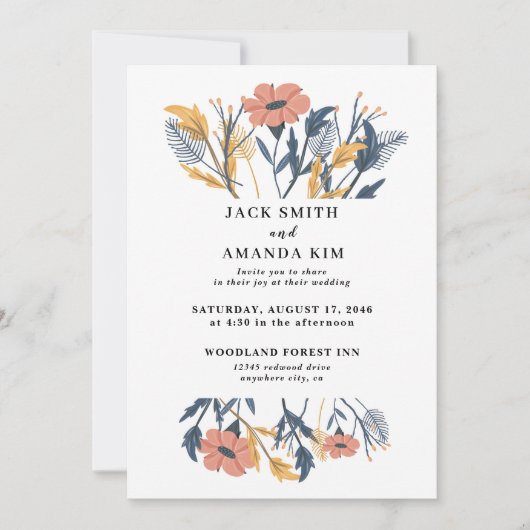 Mariage de jardin été Invitations florales (Devant)