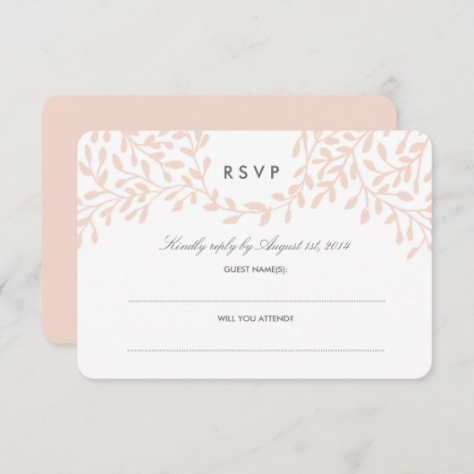 Mariage de jardin secret RSVP - Blush (Devant / Derrière)