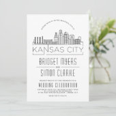 Mariage de Kansas | Invitation Skyline stylisée (Debout devant)