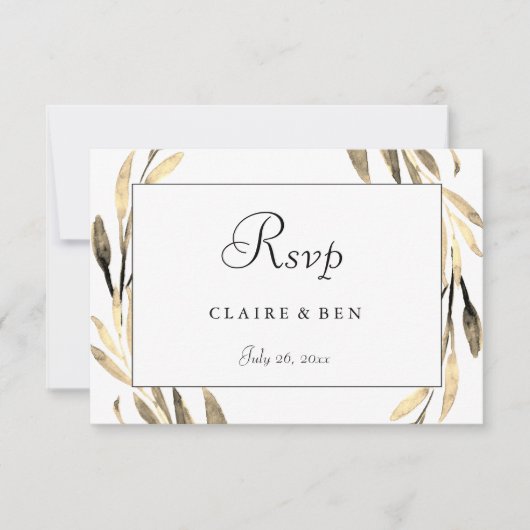 Mariage de la bordure en feuille d'or RSVP (Devant)