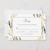 Mariage de la bordure en feuille d'or RSVP (Dos)